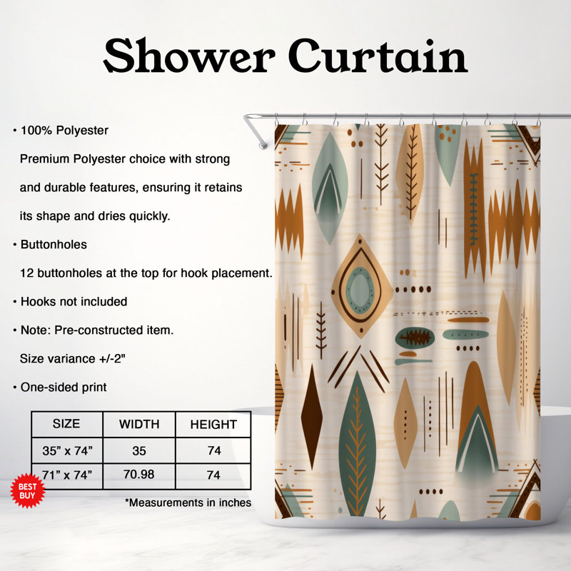 Rideau de douche Boho Harmony - Premium, H 74 po x l 71 po