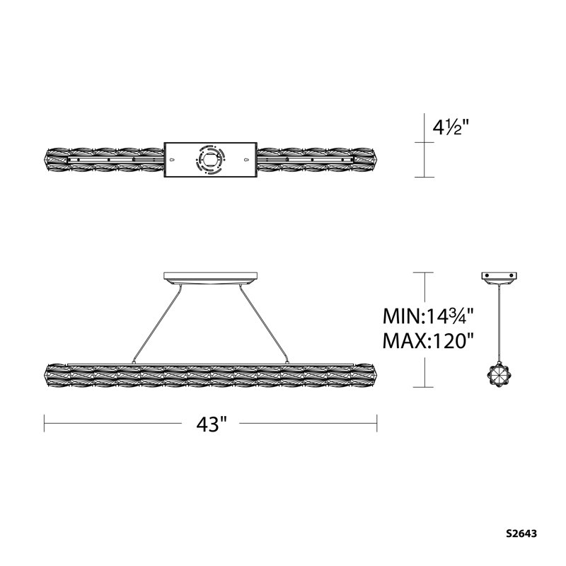 Verve LED 1 Light Crystal Linear Pendant