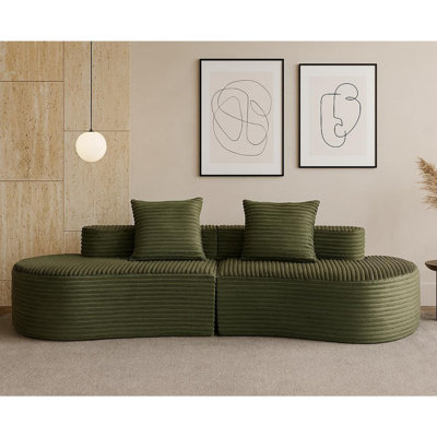 Fully Compressed 2-Seater Sofa with 2 Lumbar Pillows