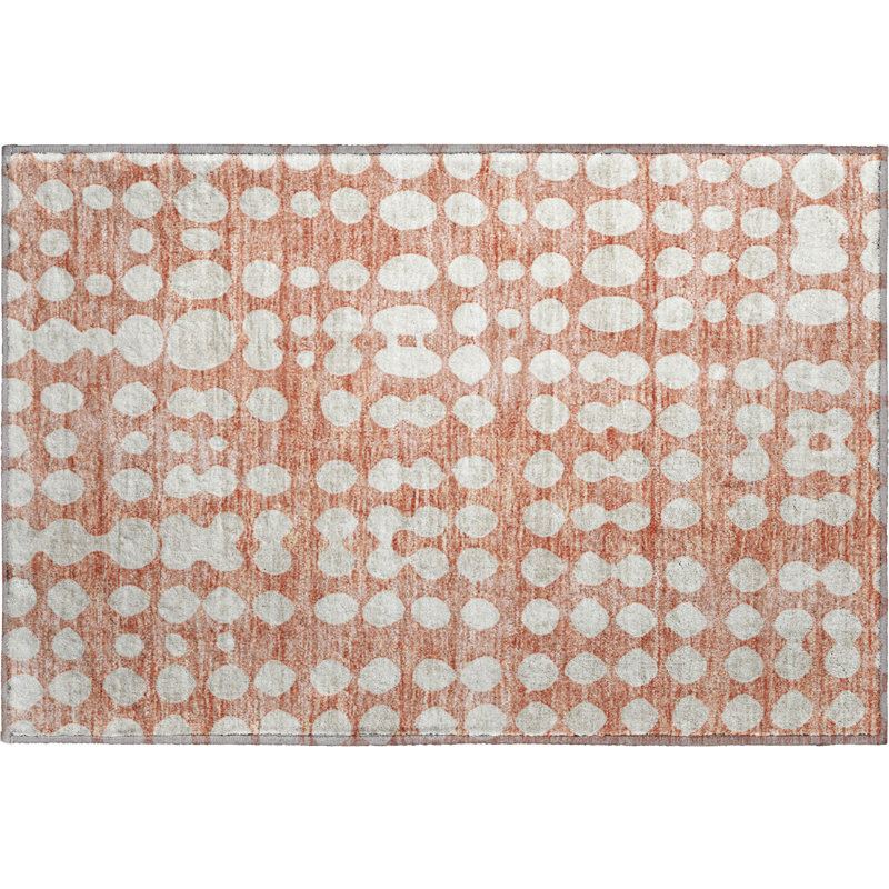 Premium Machine Washable Prisco Salmon Rug, Rectangle 1'8" x 2'6"