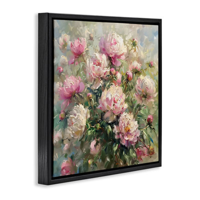 Floral Peony Bunches  Floater Canvas Wall Art, design by LSR Creative Studio