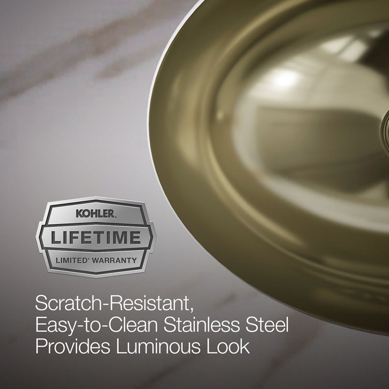 Rhythm Metal Oval Undermount Bathroom Sink, Mirror French Gold