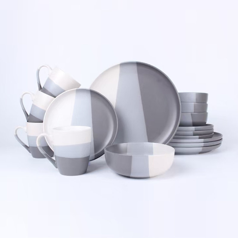 Piece Stoneware Dinnerware Set - Service for 4, Grey