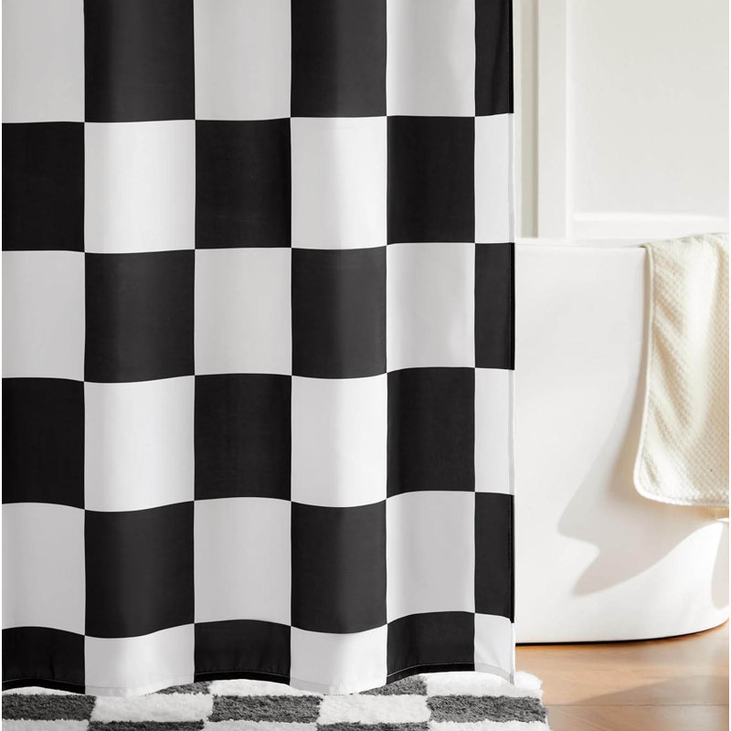 Checkered Shower Curtain, 180X180cm, Black/White