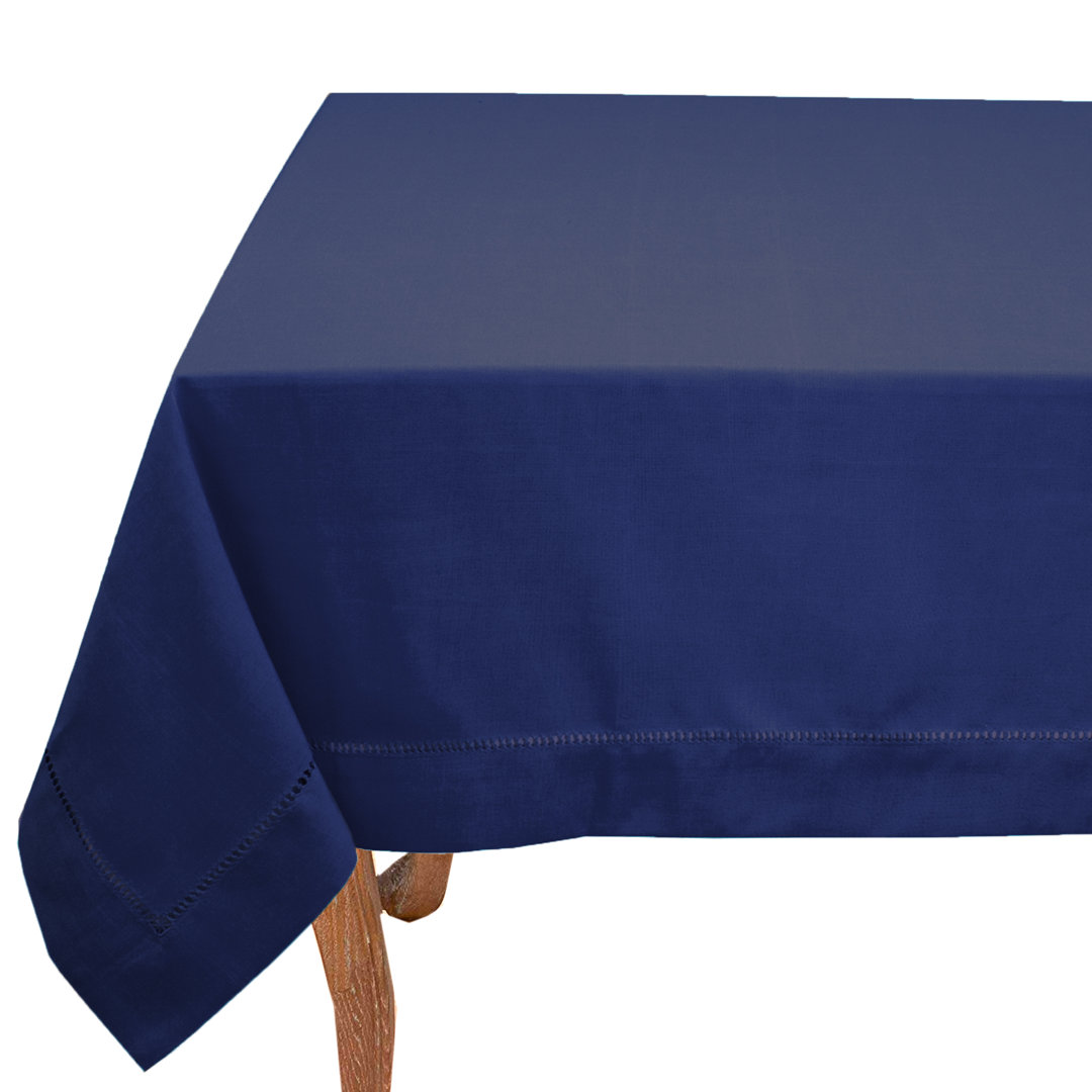 Classic Blue Hemstitch Rectangular Tablecloth, 65"x84" Eider & Ivory™ 
