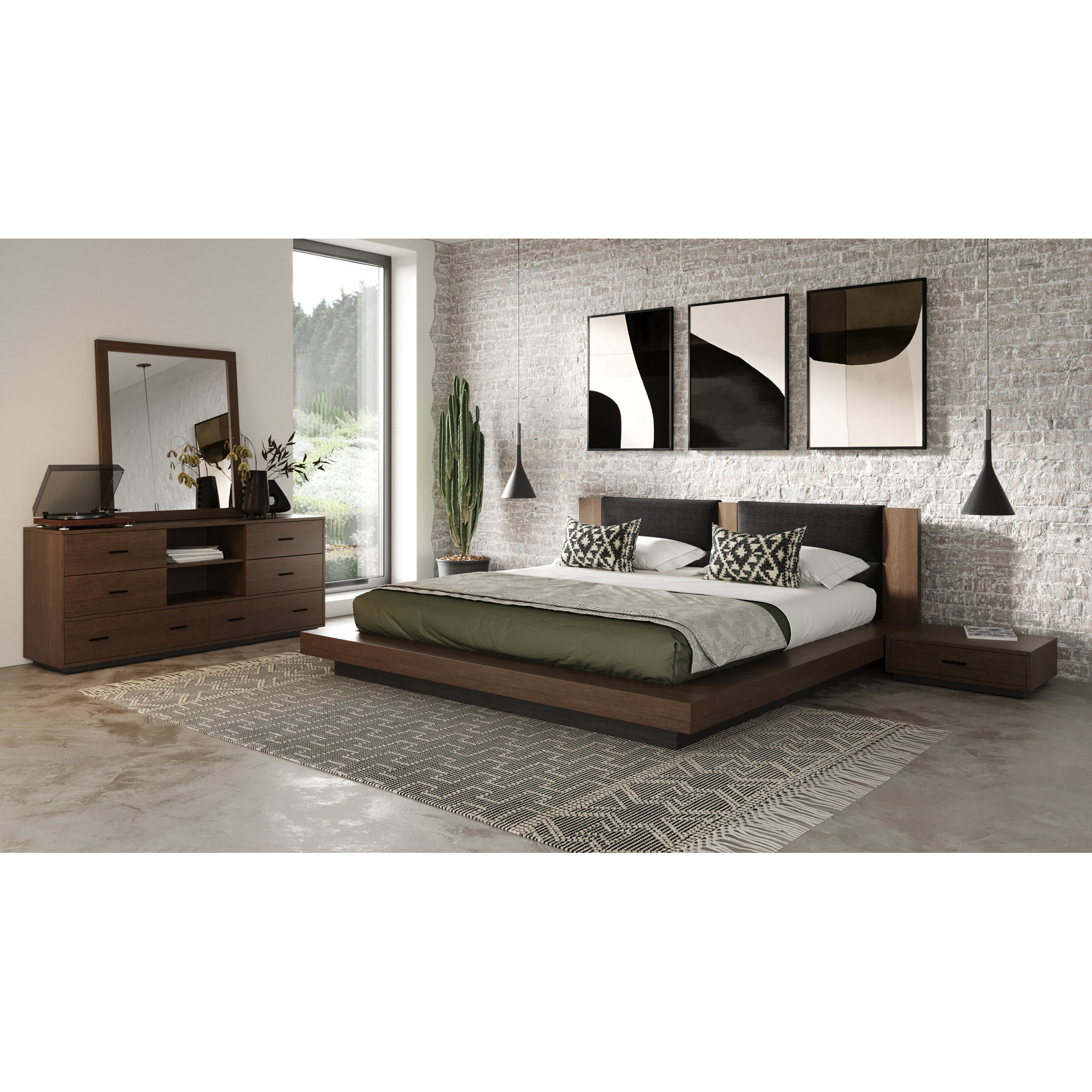 Boushra Bedroom Set, Dark Walnut, King