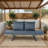1 PCS Patio Wicker Side Foldable Bench Patio Backyard Conversation Bench Grey Wicker + Dark Grey Cushion