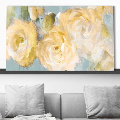 " Yellow Blooms On Blue " by Lanie Loreth