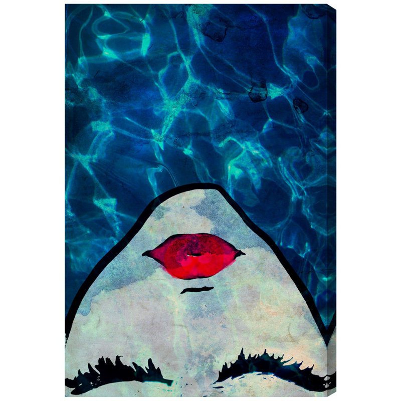 'Water Coveted Blue' Graphic Art on Wrapped Canvas, 45" H x 30" W x 1.5" D