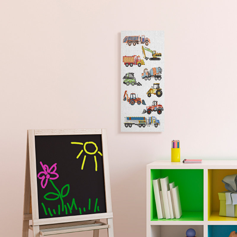 «Vibrant Camions of Construction Playful» par Ziwei Li - impression sur toile, H 24 po x l 10 po, Toile tendue