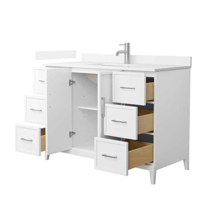 Elan 48'' W Vanity, Brushed Nickel, White, White Cultured Marble
