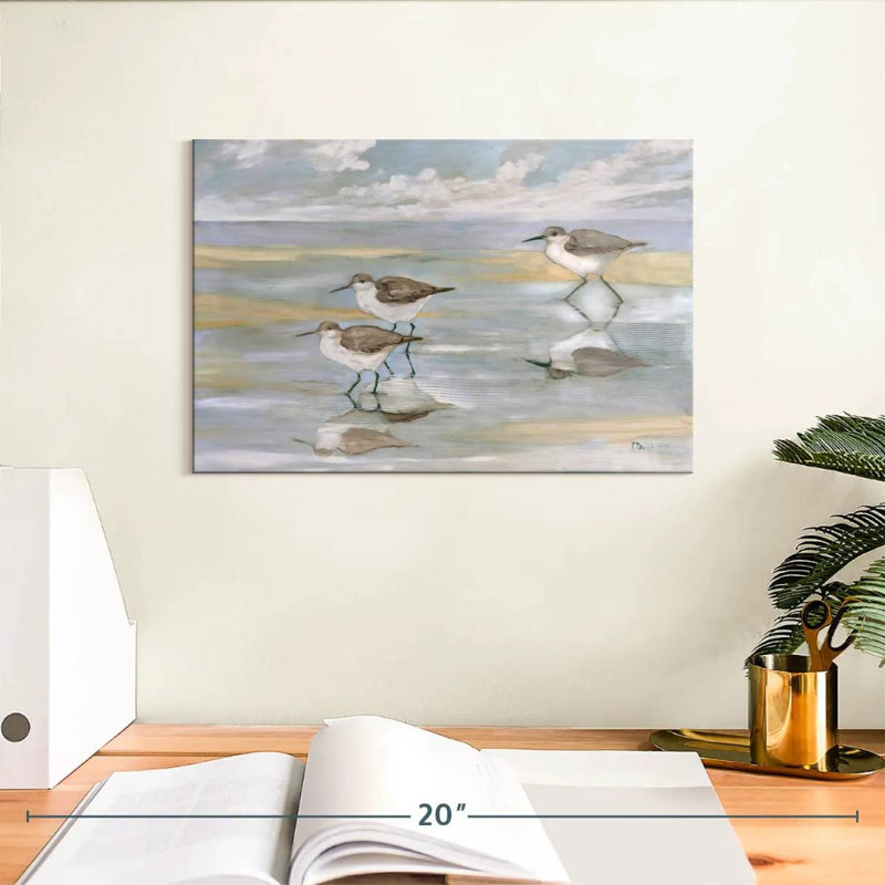 Sunlight Reflections Three Sandpipers, 8" H x 12" W