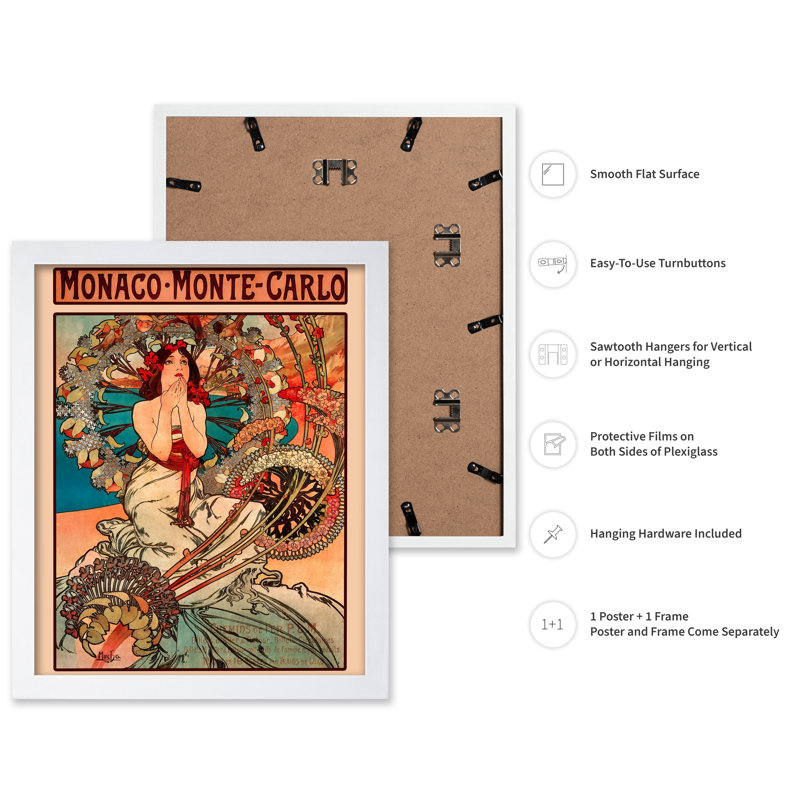 Monaco Monte Carlo No2, Affiche, H 18 po x l 24 po, Encadrement blanc