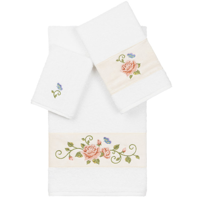 Rebecca 3 Piece Turkish Cotton Towel Set, White