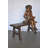 Young Girl with Her Puppy on Bench Reading Bronze Statue, Size 37" x 17" x 38"H