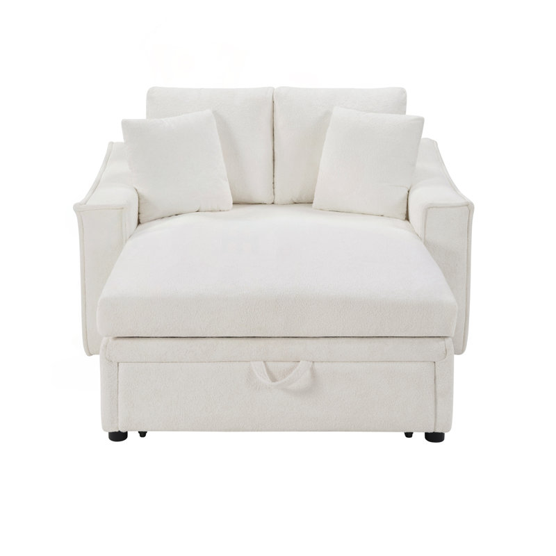 Canapé-lit avec rangement caché et coussins, Beige