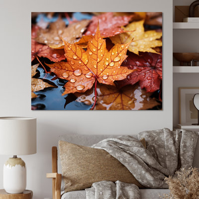 Jaune et orange, feuilles d'érable d'automne II - érable, art mural