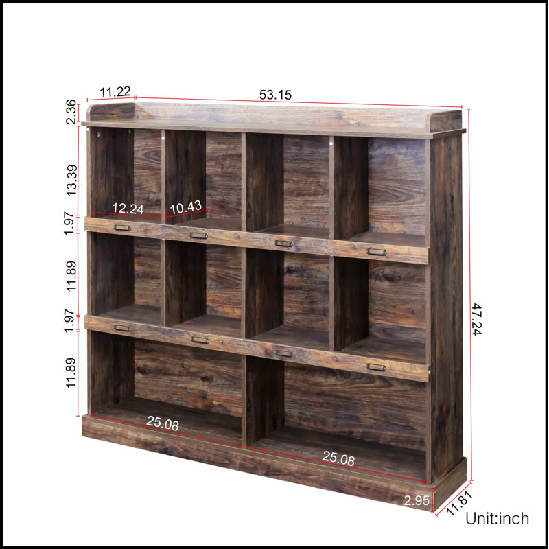 Bibliothèque à 10 tablettes avec rangement spacieux et fabrication durable pour livres, reliures et objets décoratifs