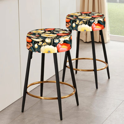 Taoussi - Ensemble de 2 tabourets de bar à motif floral