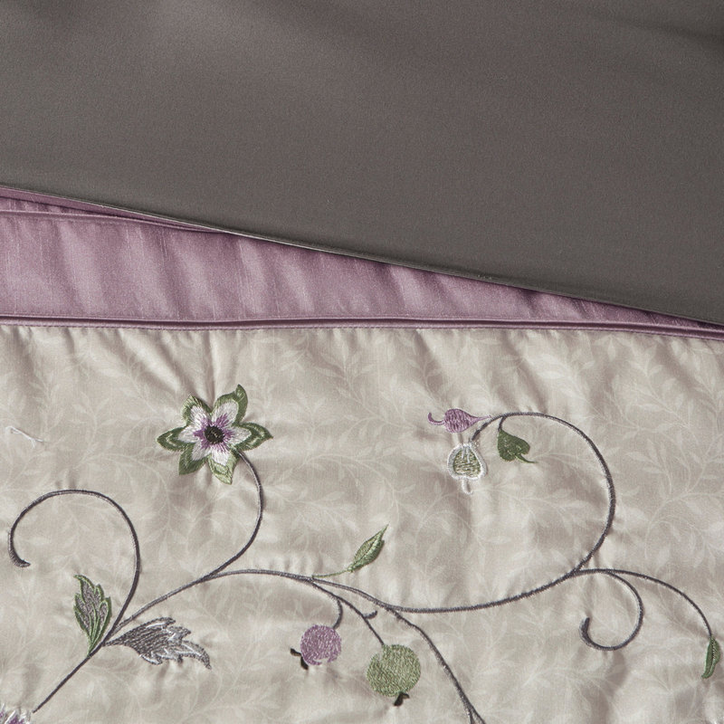 Embroidered 7 Piece Comforter Set Purple