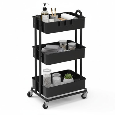 3-Tier Heavy Duty Metal Rolling Utility Cart