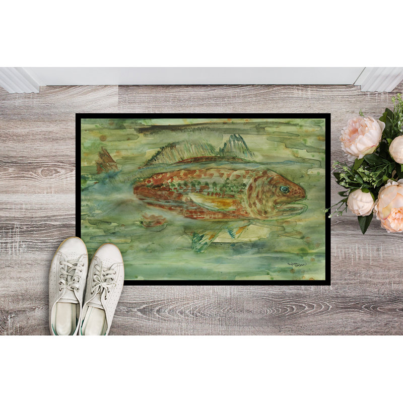 Paillasson d’extérieur anti-dérapant à poisson Gael, Rectangle 1 pi 6 po x 2 pi 3 po