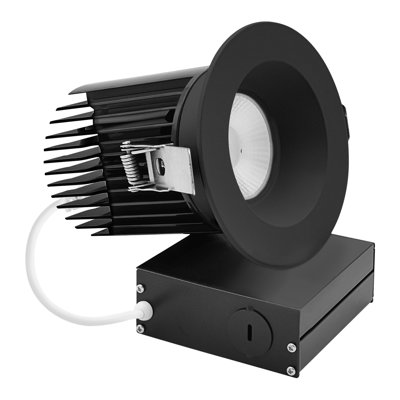 Luminaire encastré à DEL 4 po Luxrit, projecteur Canless régressé, 5CCT, 38º, 22W, 1700LM, garniture ronde noire interchangeable, à intensité variable, homologué IC