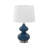 24" H Contemporary Lighting | Blue Glass & Ivory Cream Fabric Shade-107417427