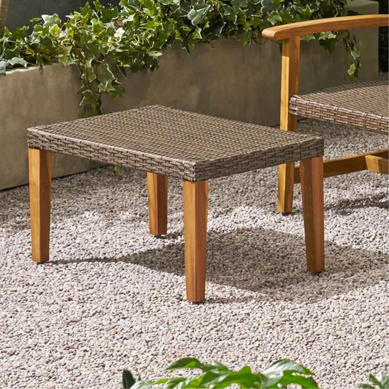 HAMPTON WOOD + WICKER OTTOMAN