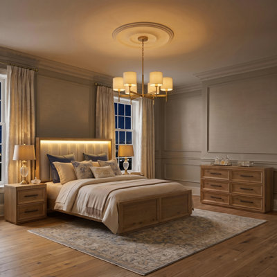 Ensemble de chambre à coucher en bois massif 4 pièces avec lumières et Kate Kate