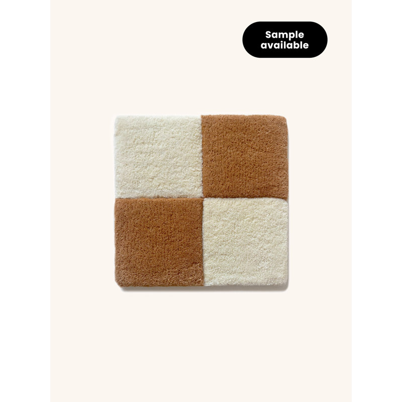 Hand Tufted Wool Checkered Area Rug in Terra/White, Rectangle 3'10" x 5'10"