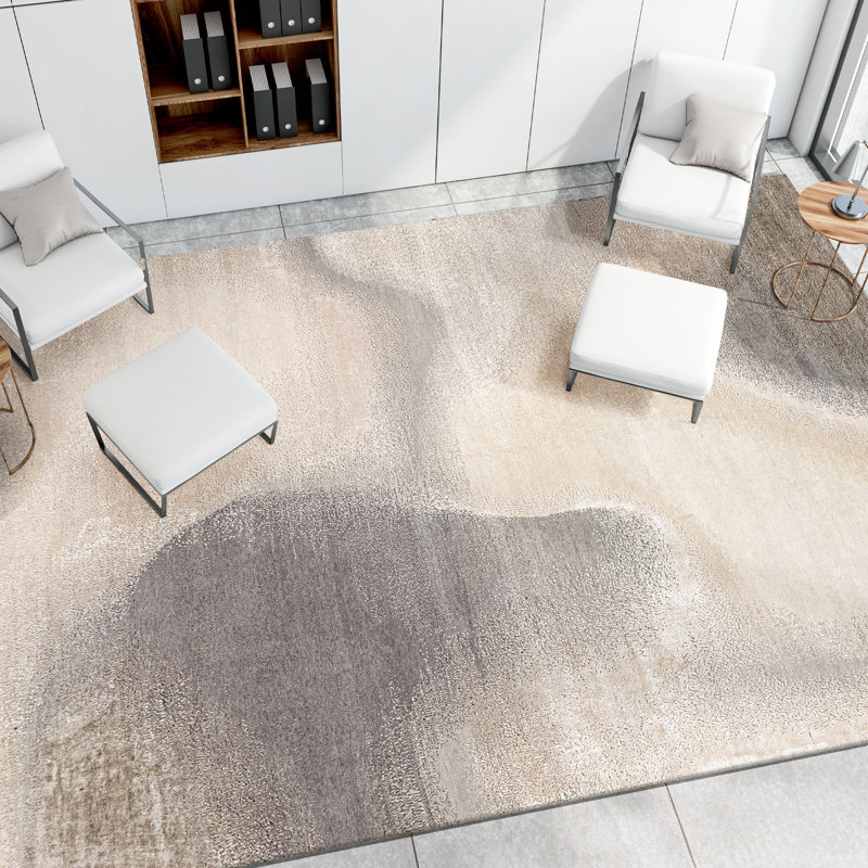 Handmade Silk and Wool Abstract Area Rug, Rectangle 8' x 10'