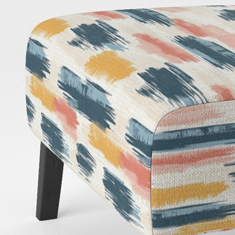 Fauteuil de chambre moderne rembourré - Fauteuil de chambre bleu Horizon Ikat, Pantoufle sans accoudoirs