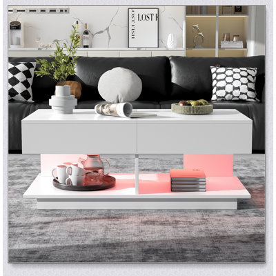 Table basse extensible de 41,3 po à 76,7 po avec plusieurs compartiments de rangement, multifonctionnelle et réglable pour le salon
