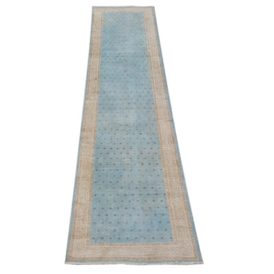 Beyzanur One-of-a-Kind Hand Knotted Runner - Teal 3x16