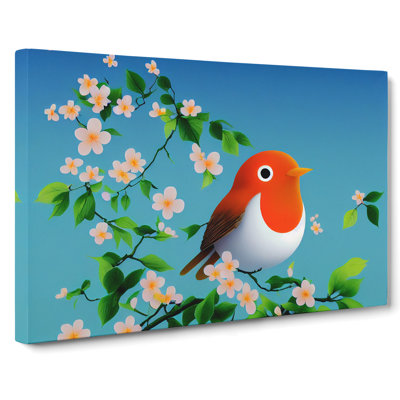 Radiant Robin Bird - Wrapped Canvas