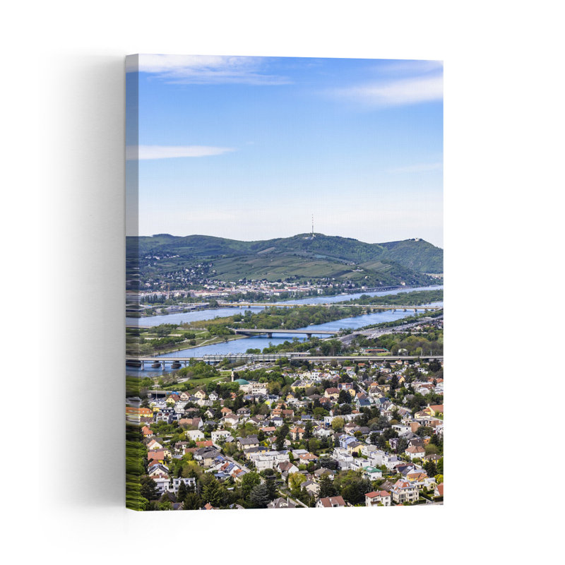 View Toward Kahlenberg From The Danube Tower In Vienna Abstract Contemporary Architecture City Wall Art Print by Melanie Viola - Print