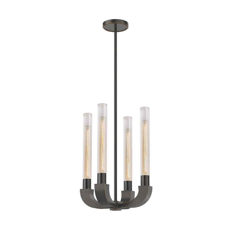 Flute 4 - Light Dimmable Classic / Traditional Chandelier, Urban Bronze