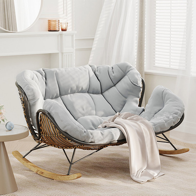 Chaise berçante élégante pour le balcon, Gris clair, Noir / brun