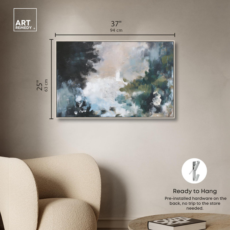 «Subtle Verdure II», reproduction d'art sur toile par Art Remedy, H 25 po x l 37 po, Cadre argenté