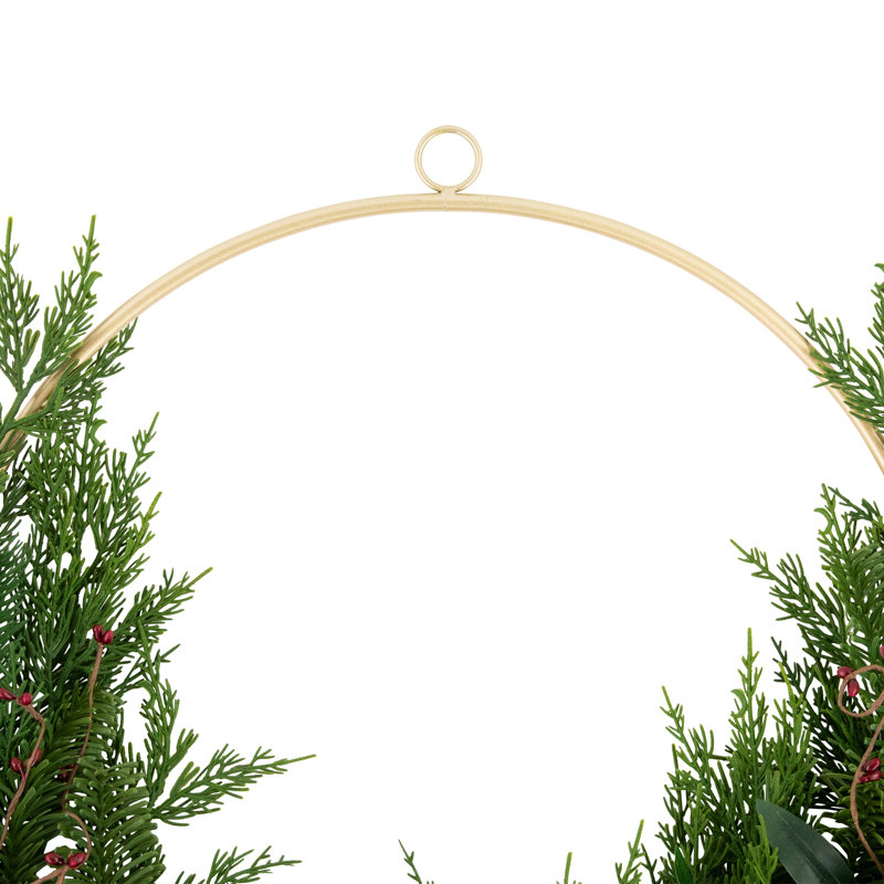 28" Green and Red Artificial Christmas Wreath with Bells