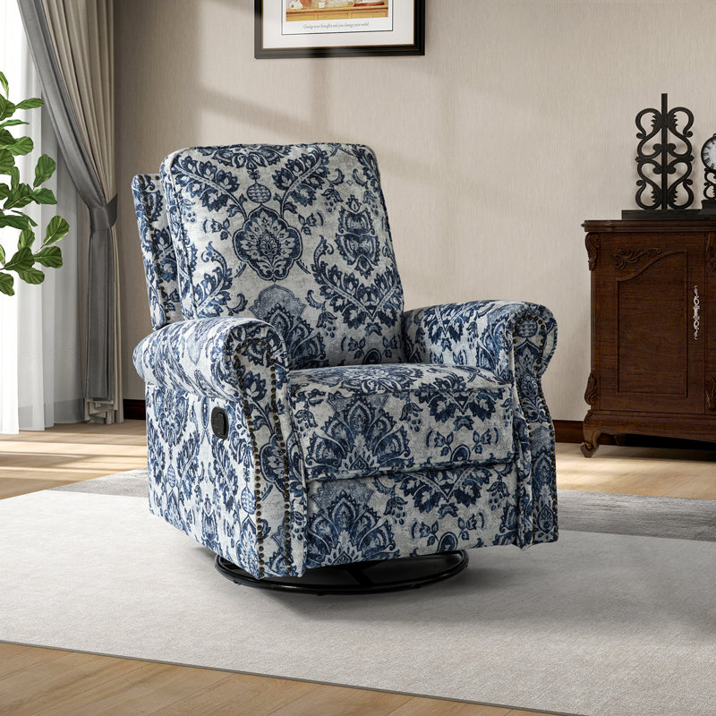 Antasia 34'' W Rocking Swivel Nursery Recliner, Damask 