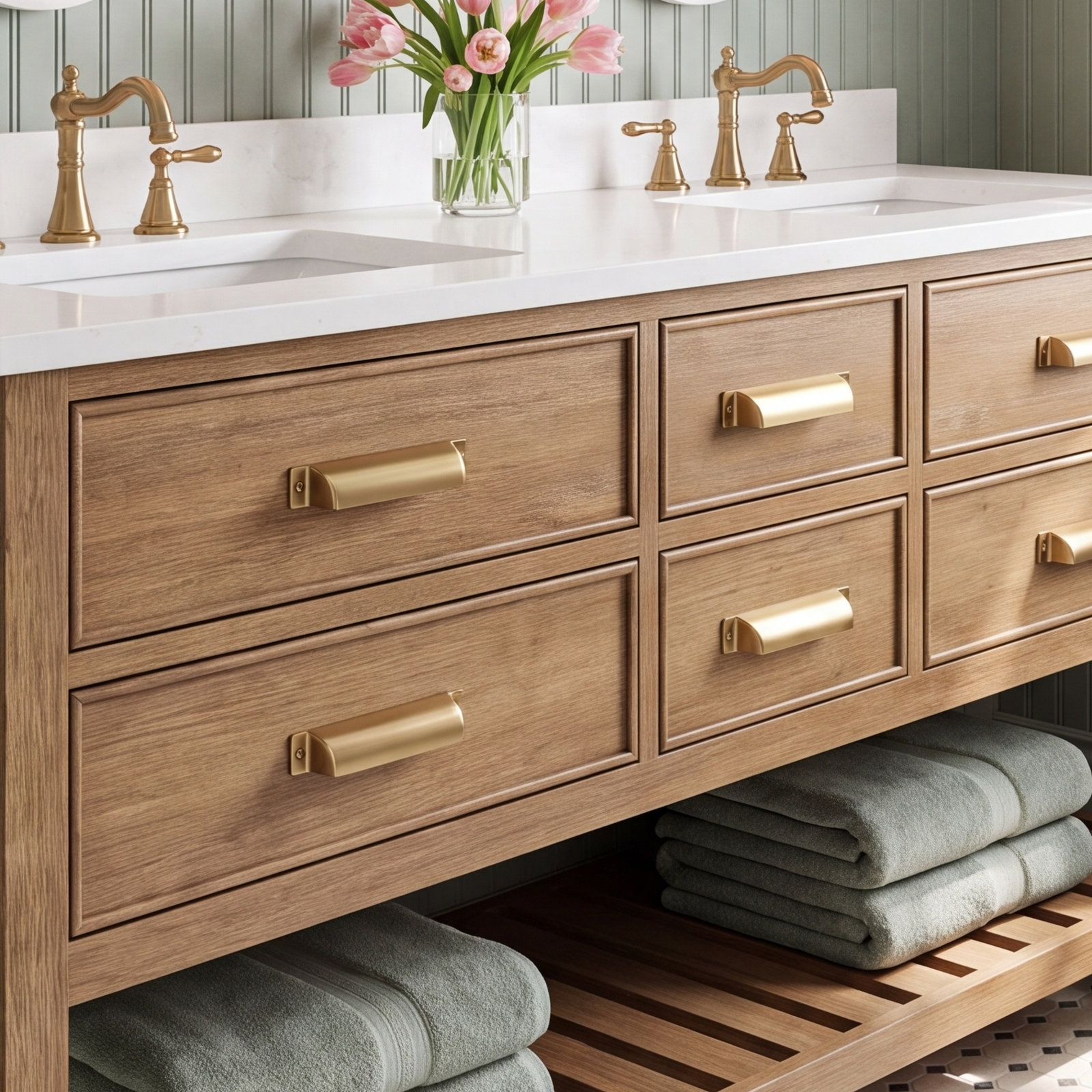 Channing Cup Bin Cabinet Pull, Honey Bronze, 5" Center to Center