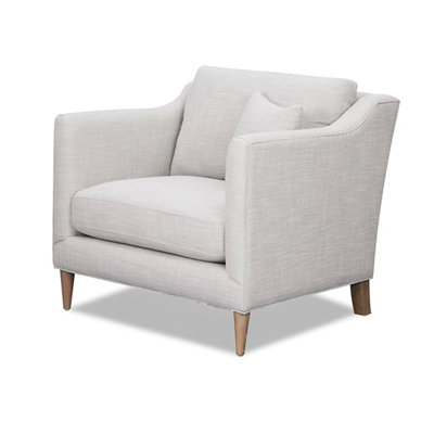 Stylish Chair With Plywood Frame And Solid Wood Legs In Oat Color, 250 Lbs Weight Capacity High Foam Beige Removable Seat Cushion