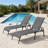 Set Of 2 All-Weather Breathable Fabric Outdoor Patio Chaise Lounge Chairs, Adjustable Reclining Function & Padded Comfort Armrests, Rust-Proof Metal Frame With Anti-Scratch Foot Pads-795903249-795903250