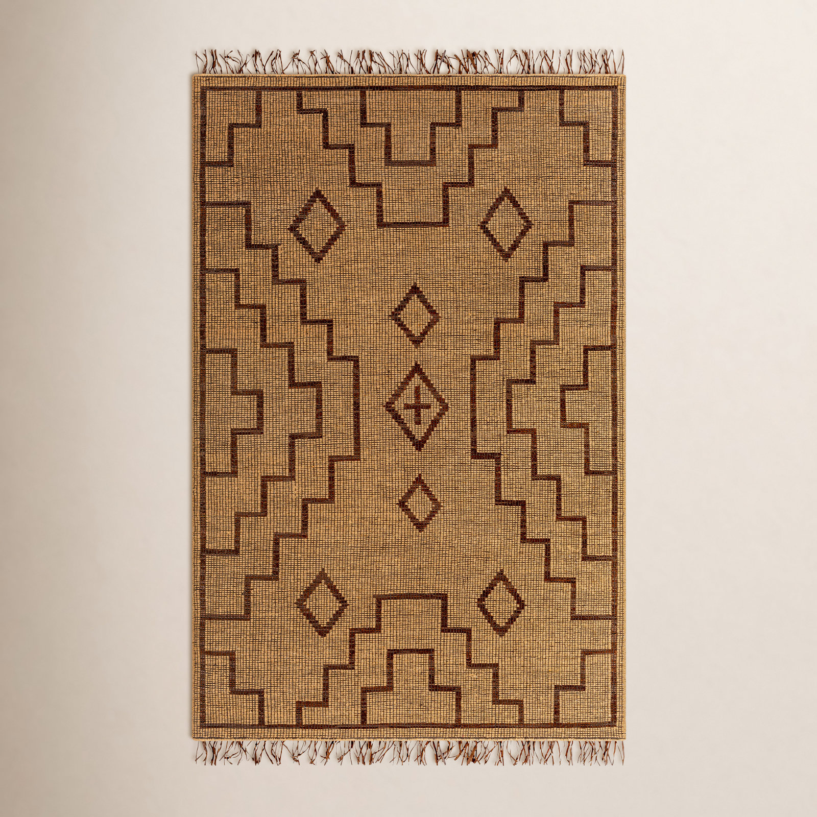 Alfi Handmade Tan Rug, Rectangle 6' x 9'