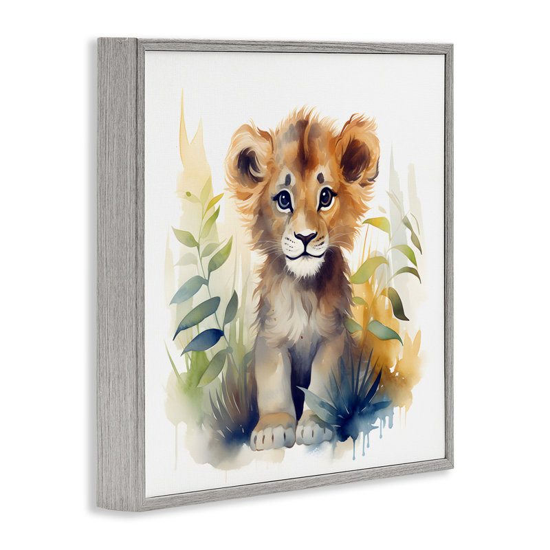 Giclée encadrée Crafty Critter Lion, design par Steve Hunziker, H 12 po x l 12 po, Estampe numérique Farmhouse