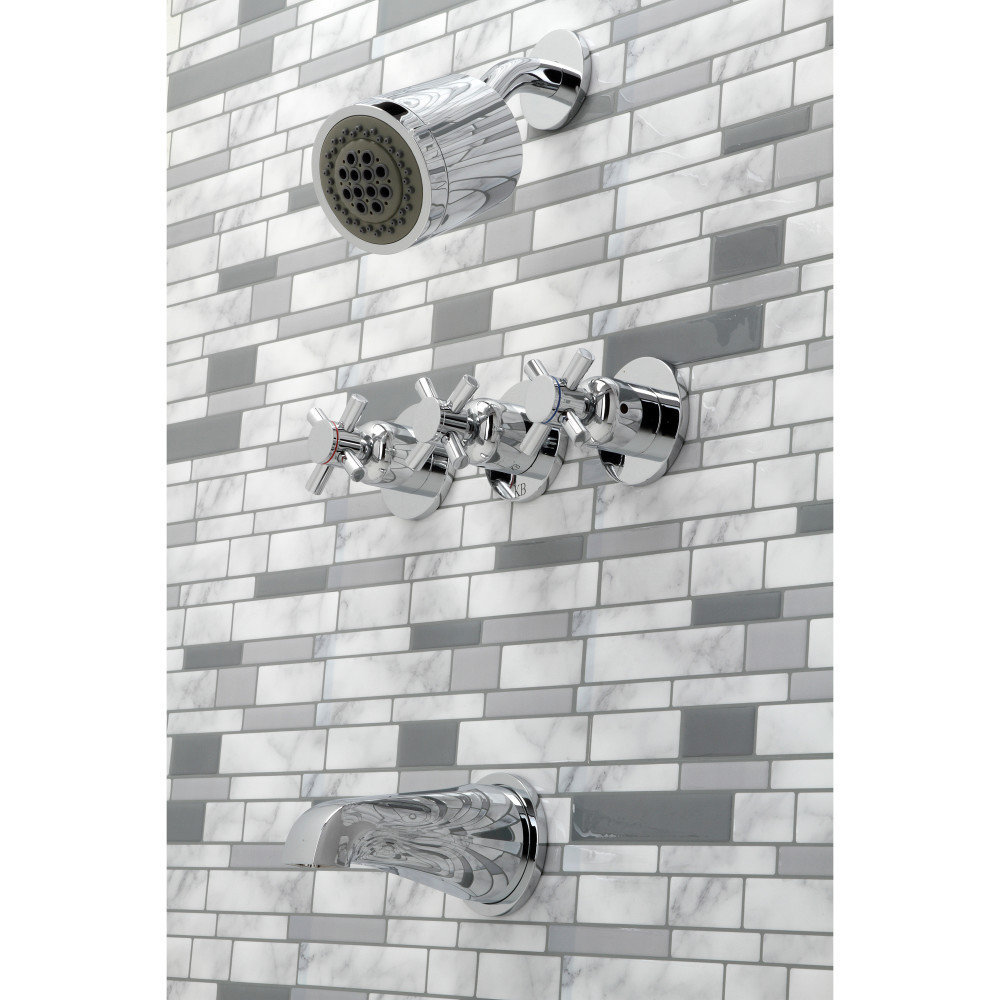 Kingston Brass Concord Triple-Handle Tub and Shower Faucet & Reviews ...