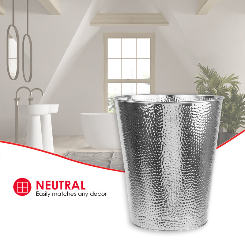  Corbeille pour déchets en acier inoxydable martelé 1,32 gallon, Argent