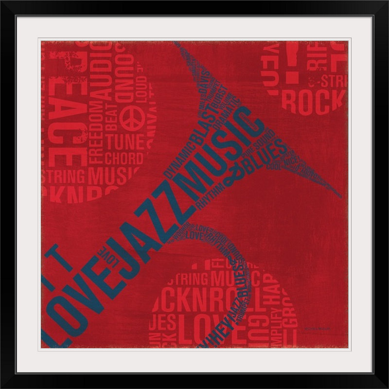 «William Type Trumpet Square» par Michael Mullan - reproduction d'art textuel, H 35 po x l 35 po x P 1,5 po, Toile